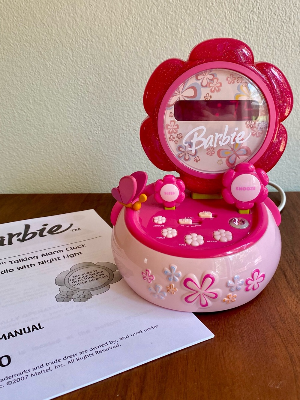 Vintage Barbie Talking Alarm Clock Nightlight